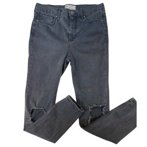 Free People Women's Distressed Skinny Jeans Size 28 Washed Black Stretch Denim